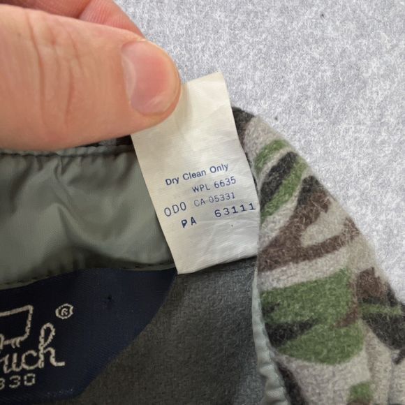 Vintage 80s Woolrich Wool Button Up Shirt Mens Small Tree Bark Camo Made In USA - Picture 13 of 13